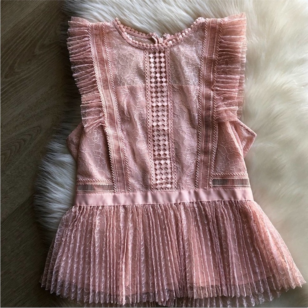 Vintage Dusty Pink Lace Heartloom Top Blouse